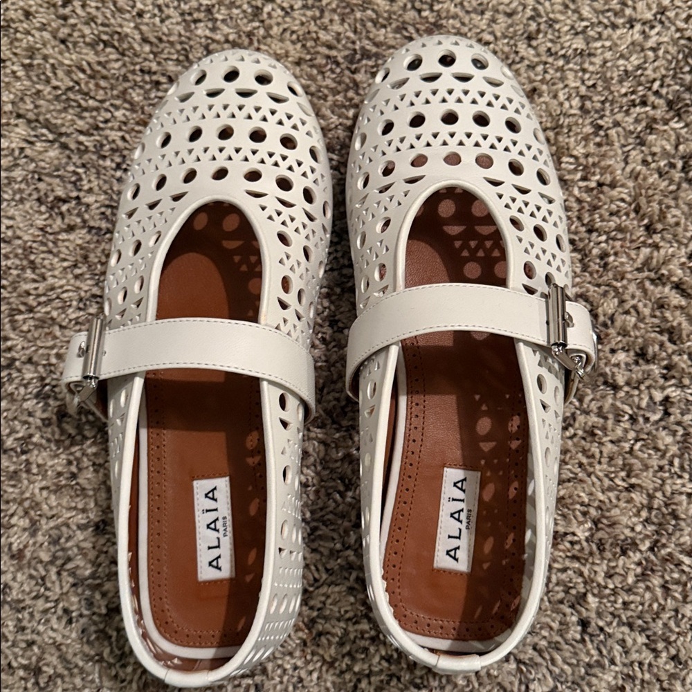 Alaïa White Cutout Flats
